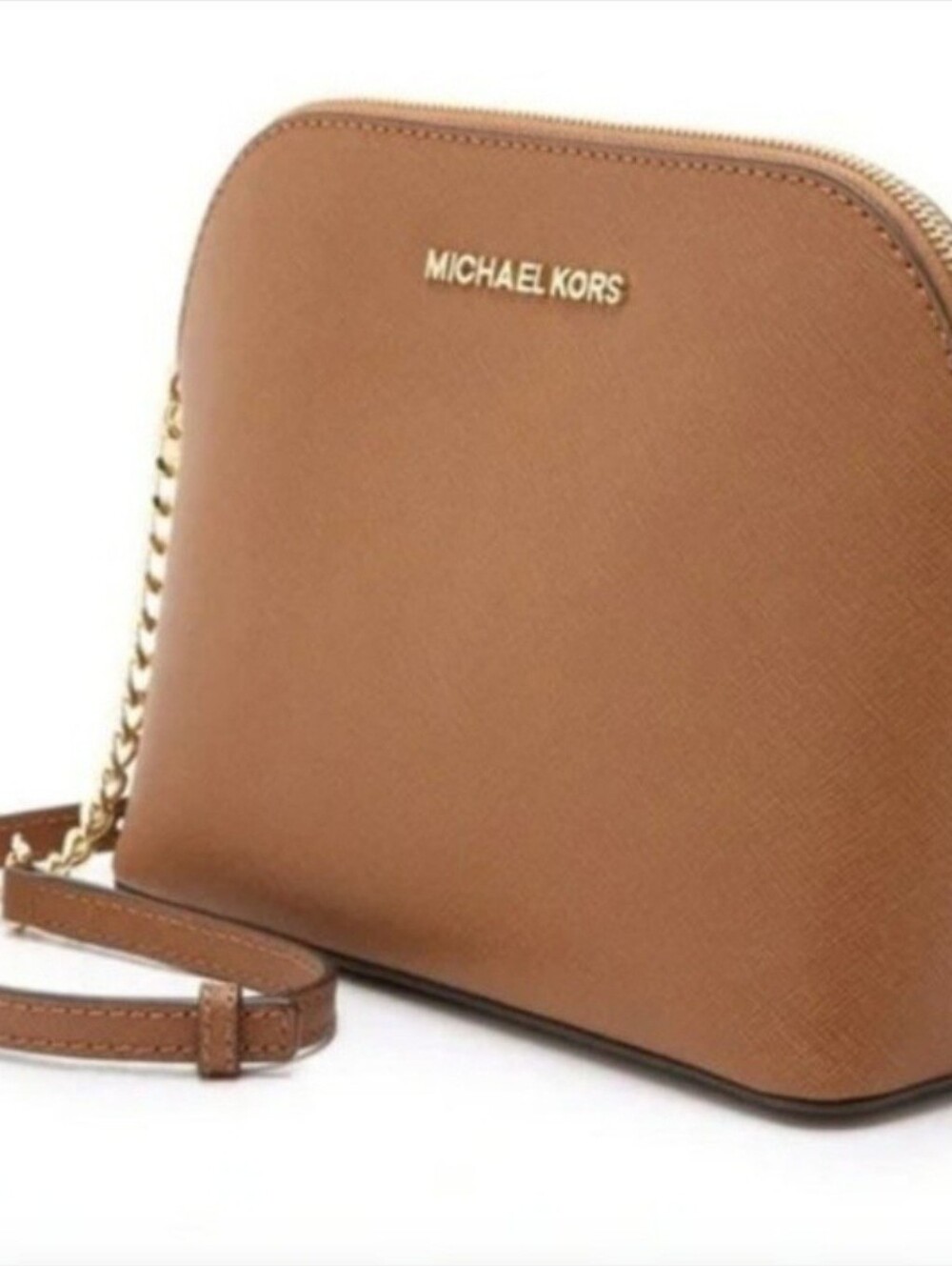 MICHAEL KORS Cindy Dome Brown Saffiano Leather Crossbody Bag